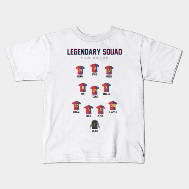 FC Barcelona Legendary 08/09 Line up Kids T-Shirt by dhaniboi